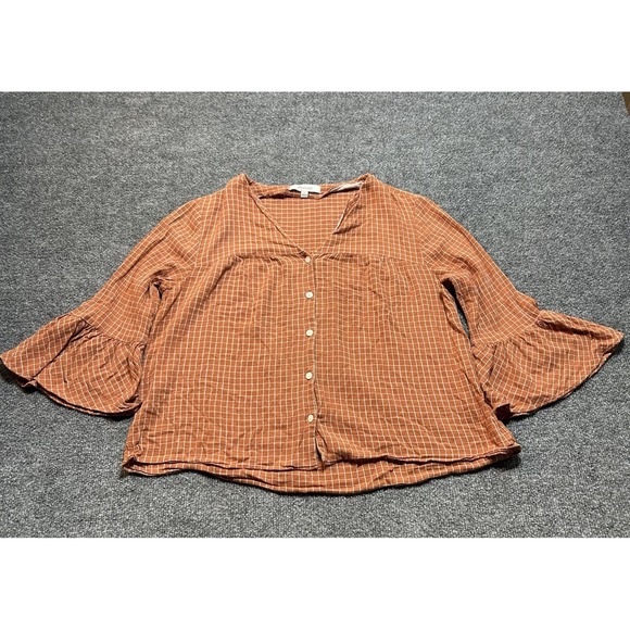 Madewell Tops - Madewell Veranda Plaid Top Bell Sleeve Button Front Womens Small Autumn